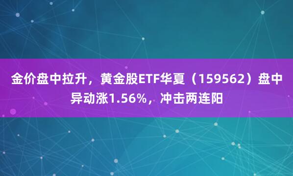 金价盘中拉升，黄金股ETF华夏（159562）盘中异动涨1.56%，冲击两连阳
